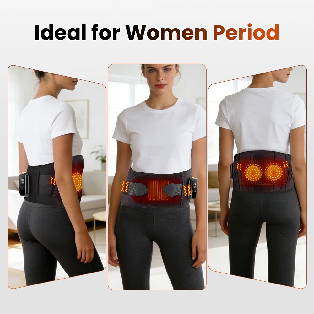 Infrared Heating Waist Massager Electric Belt Vibration USB Charge Red Light Hot Compress Lumbar Back Support Brace Relaxation