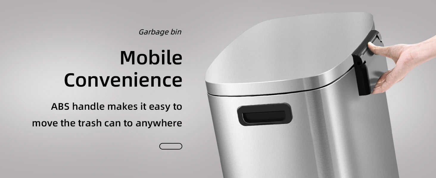 13 Gallon Trash Can with Lid, Trash Can with Removable Inner Bucket and Lid Soft Close, Pedal Rubbish Bin for Home Office