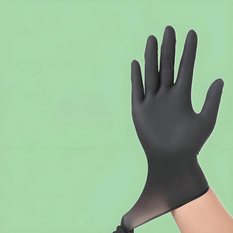 Heavy Duty Black Nitrile Gloves 100PCS, Food Safe & Chemical Resistant, Disposable for Cooking, Cleaning, DIY, Valentine's Prep