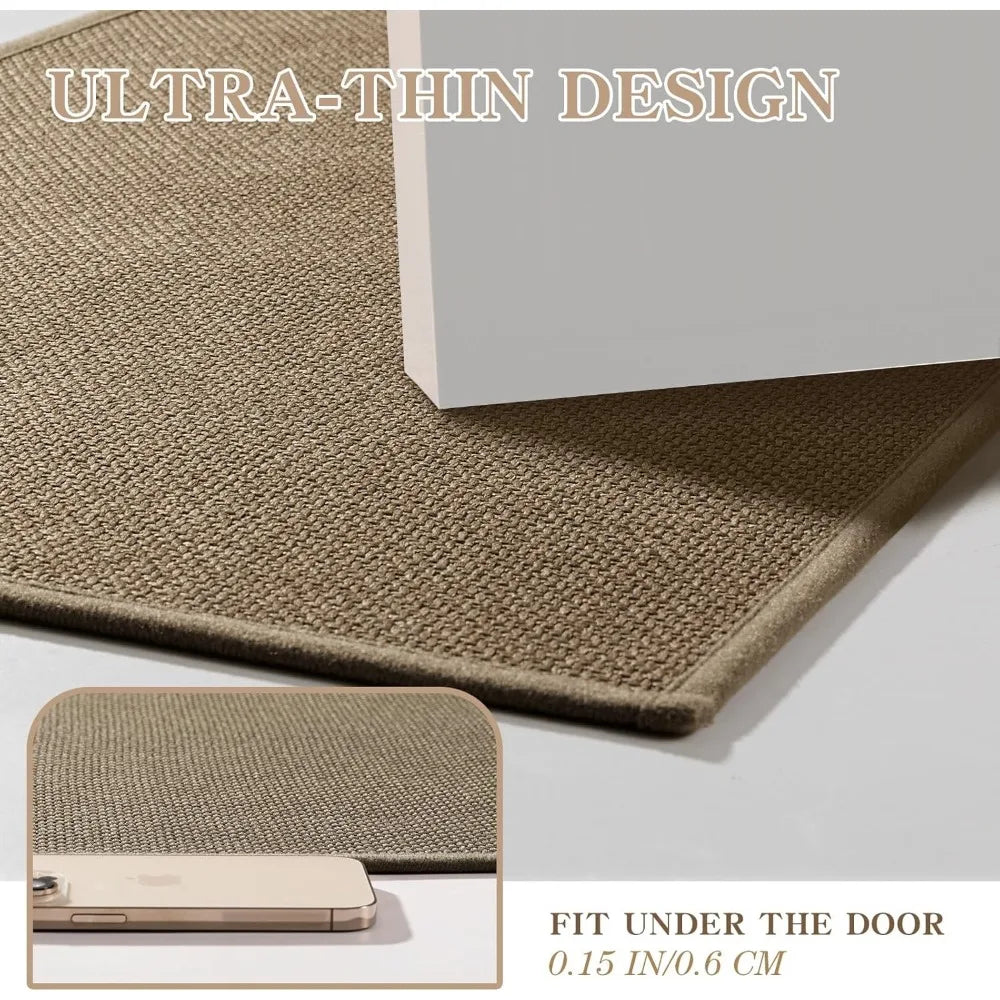 Bathroom Rugs Mat 24x17, Ultra Thin Non Slip Bath Mat Small Quick Dry Absorbent Bath Mat for Bathroom Floor, (Dark Beige, 24"x1