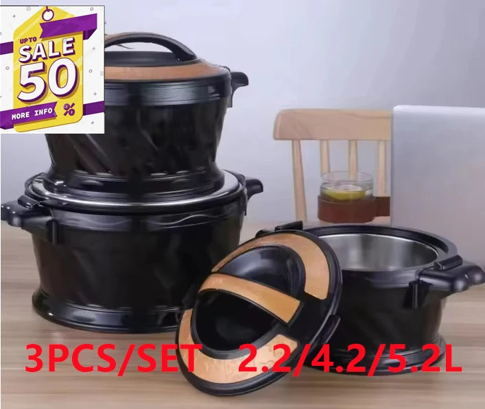 3Pcs/Set  Hot Pot Box Durable and Versatile Plastic Lunchboxes for Food Warmer Fresh Preservation Heat Ramadan Event