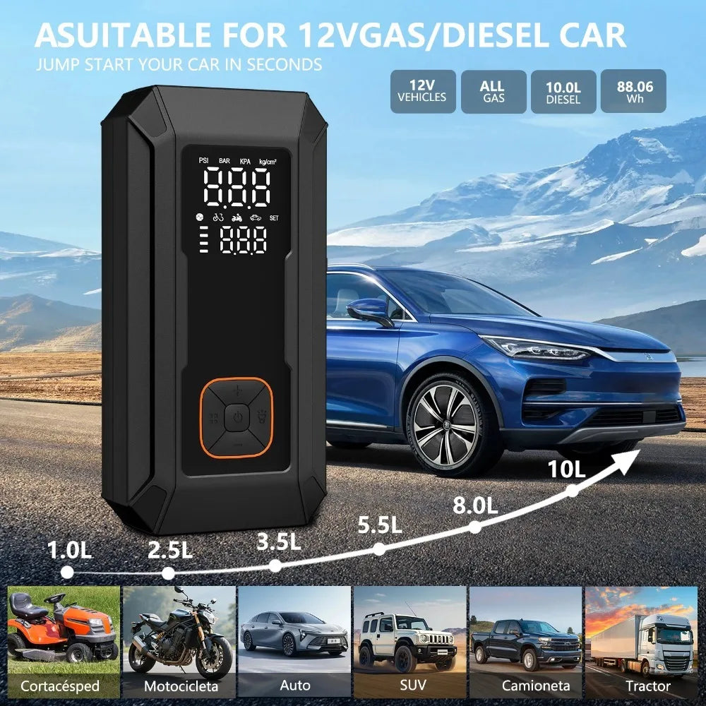 Car Jump Starter with Air Pump Peak 4000A Auto Battery Booster &150PSI Tire Inflator Jump Starter with Air Compressor
