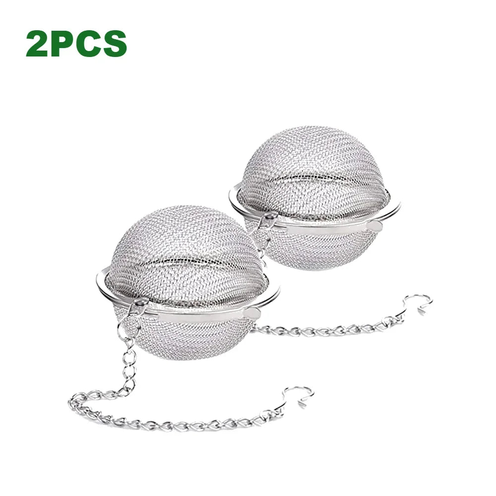 10-2pcs Stainless Steel Tea Ball Loose Leaf Tea Strainer Infusers Extra Fine Mesh Tea Interval Diffuser with Chain