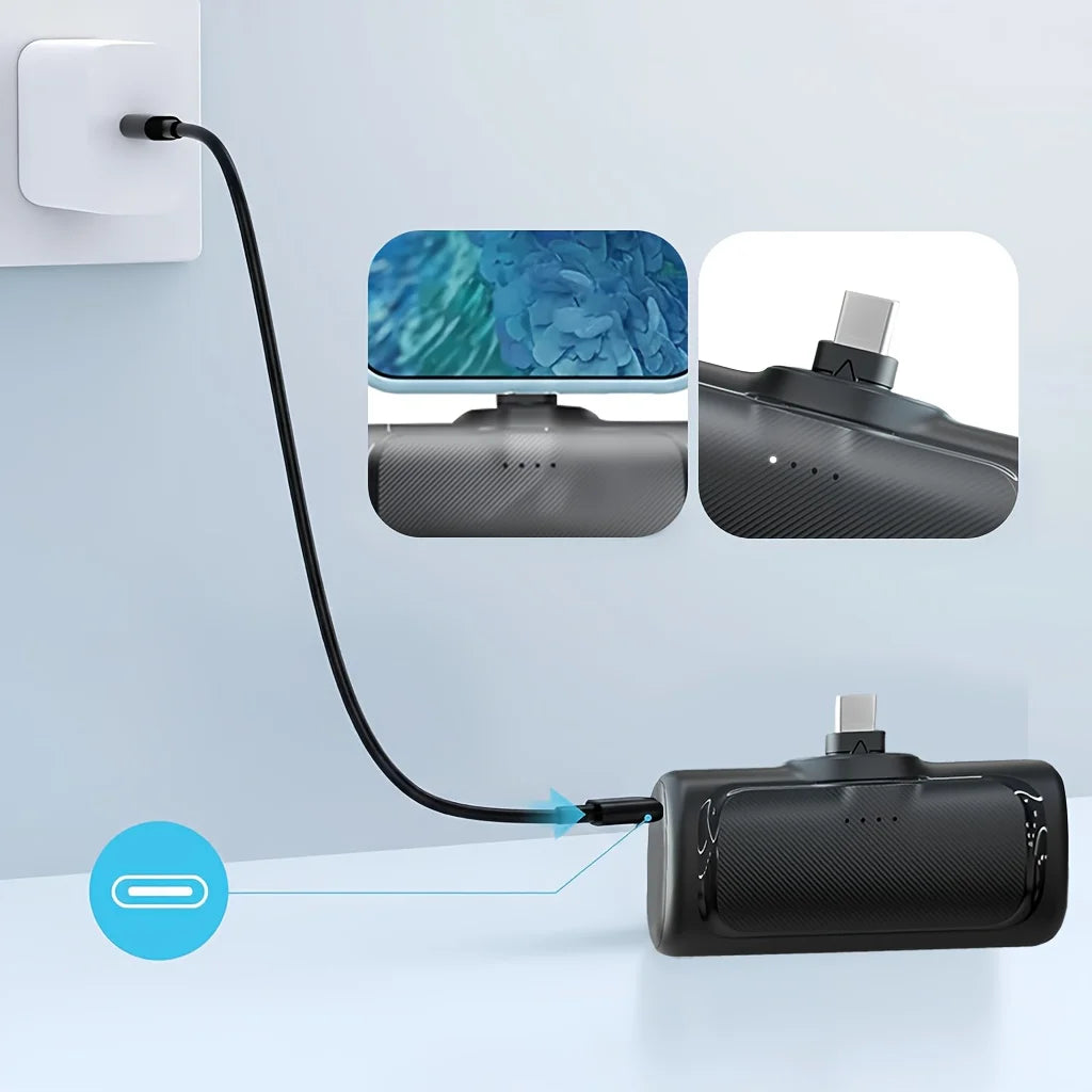 22.5W Fast Charging, 5000mAh Compact Portable Power Bank, USB-C Power Bank, Fully Compatible, USB Type-C, Dual-Mode Charging