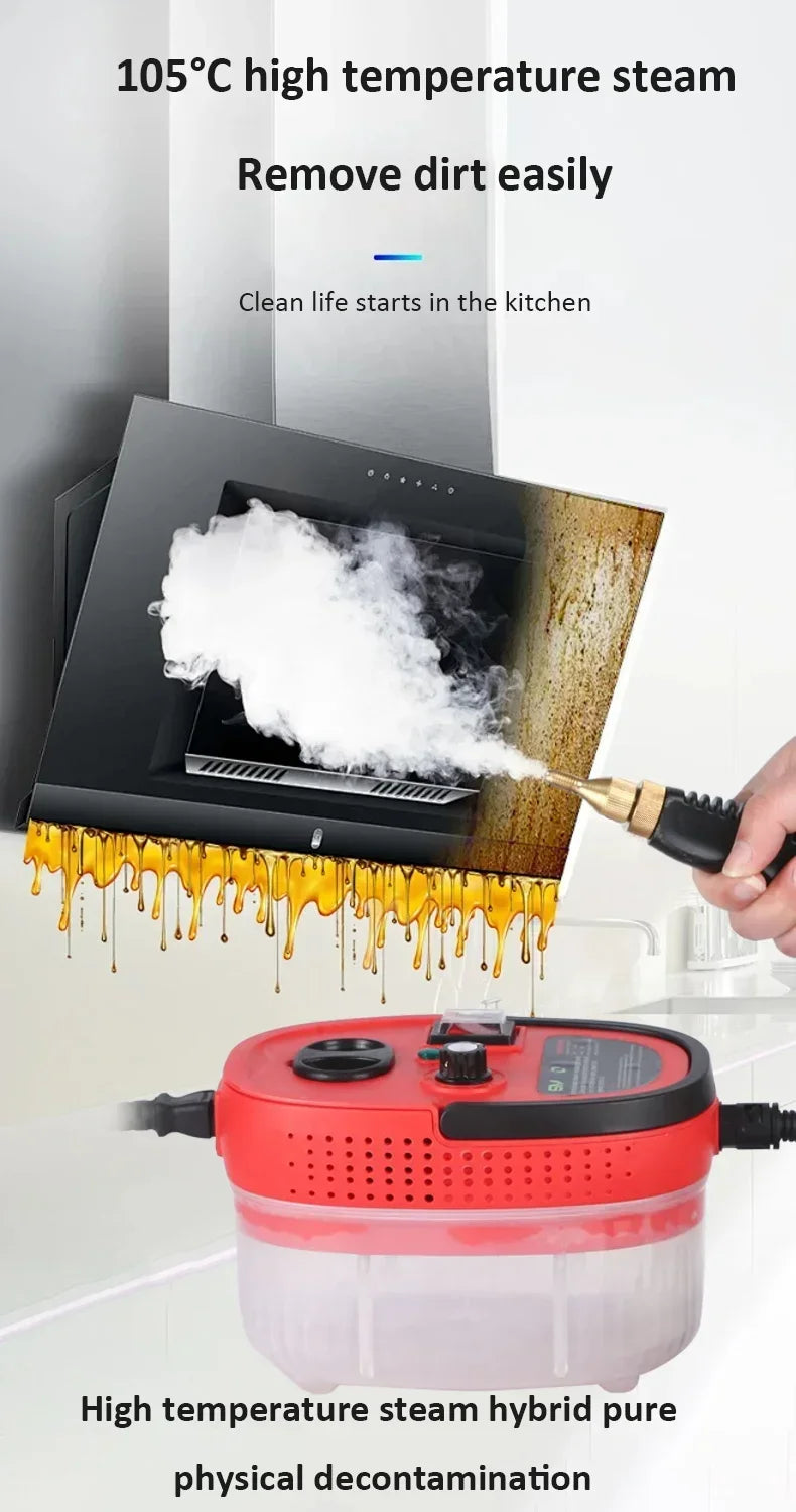 2500W Steam Cleaner High Temperature Pressure Washer Steam Cleaning Machine For Home Air Conditioning Kitchen Hood Car 1200ml