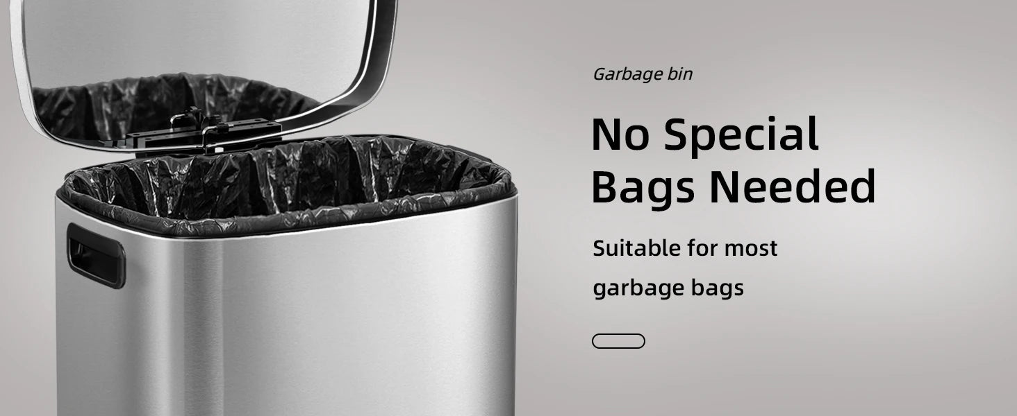 13 Gallon Trash Can with Lid, Trash Can with Removable Inner Bucket and Lid Soft Close, Pedal Rubbish Bin for Home Office