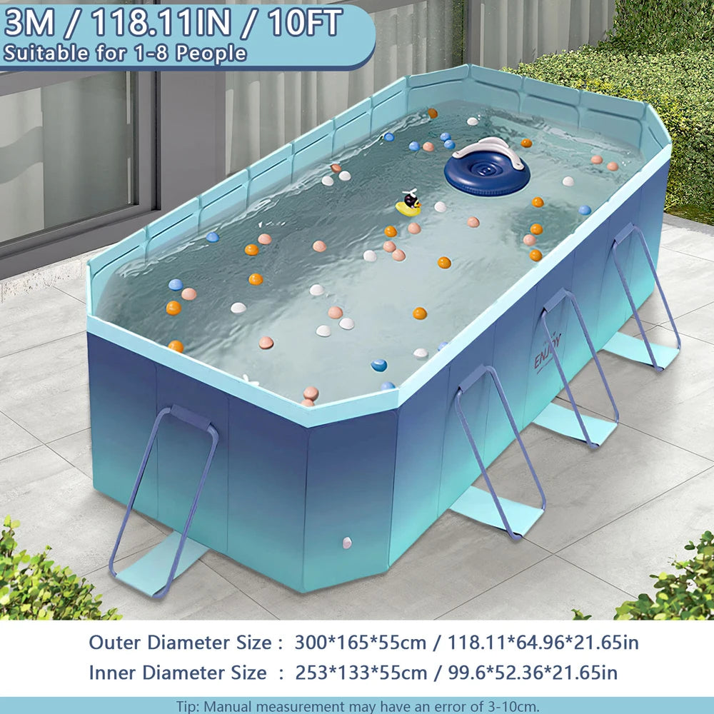 2.6m-3m Foldable Pool Non-Inflatable Kids and Adults Outdoor Swimming Pool Summer Water Party Large Swimming Pool Family Pool