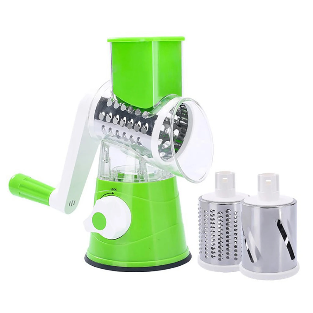 Vegetable Slicer Shredder, 3 Drum Manual Grater for Cheese Peanut Cookie, Multifunctional Kitchen Cutter Chopper Tool