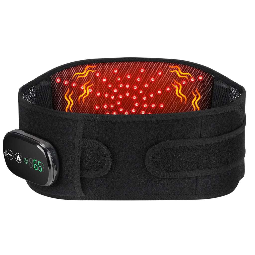 Infrared Heating Waist Massager Electric Belt Vibration USB Charge Red Light Hot Compress Lumbar Back Support Brace Relaxation