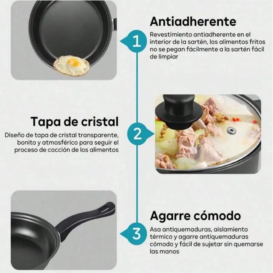 13 Piece Nonstick Kitchenware Set Induction Pots and Spoons Kit, Black Frying Pan & Milk Pot Perfect for Family Dinner & Camping