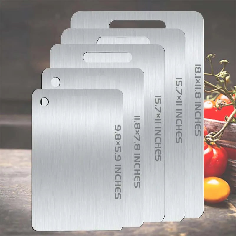 1-5PCS Stainless Steel Chopping Dual-Sided Titanium Cutting Board Portable Metal Kitchen Tool for Meat Fruit Vegetable
