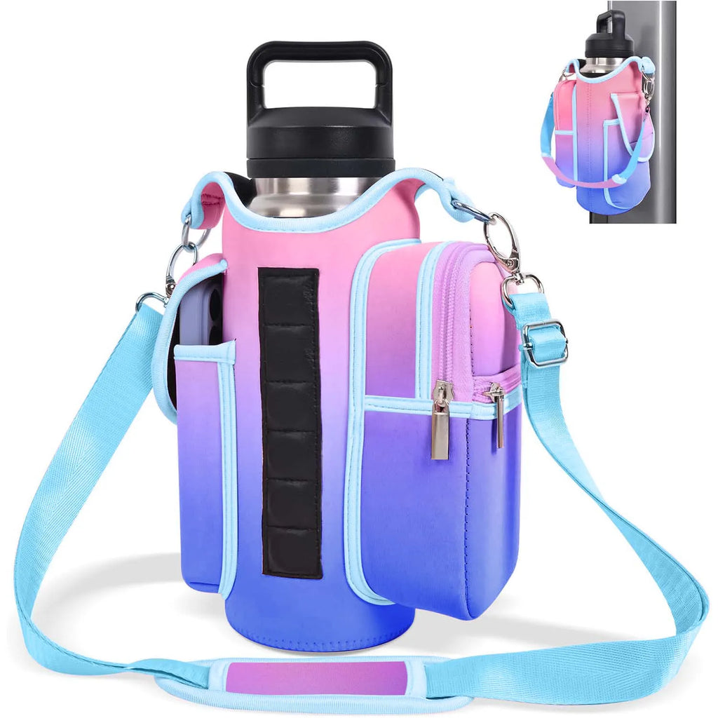 Neoprene Multifunctional Magnetic Water Bottle Holder - Adjustable Strap & Phone Pocket, Magnetic Gym Bag, Ideal for Men & Women