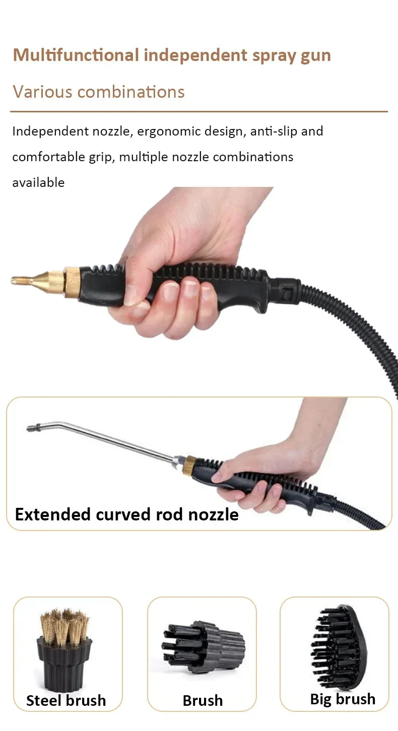 2500W Steam Cleaner High Temperature Pressure Washer Steam Cleaning Machine For Home Air Conditioning Kitchen Hood Car 1200ml