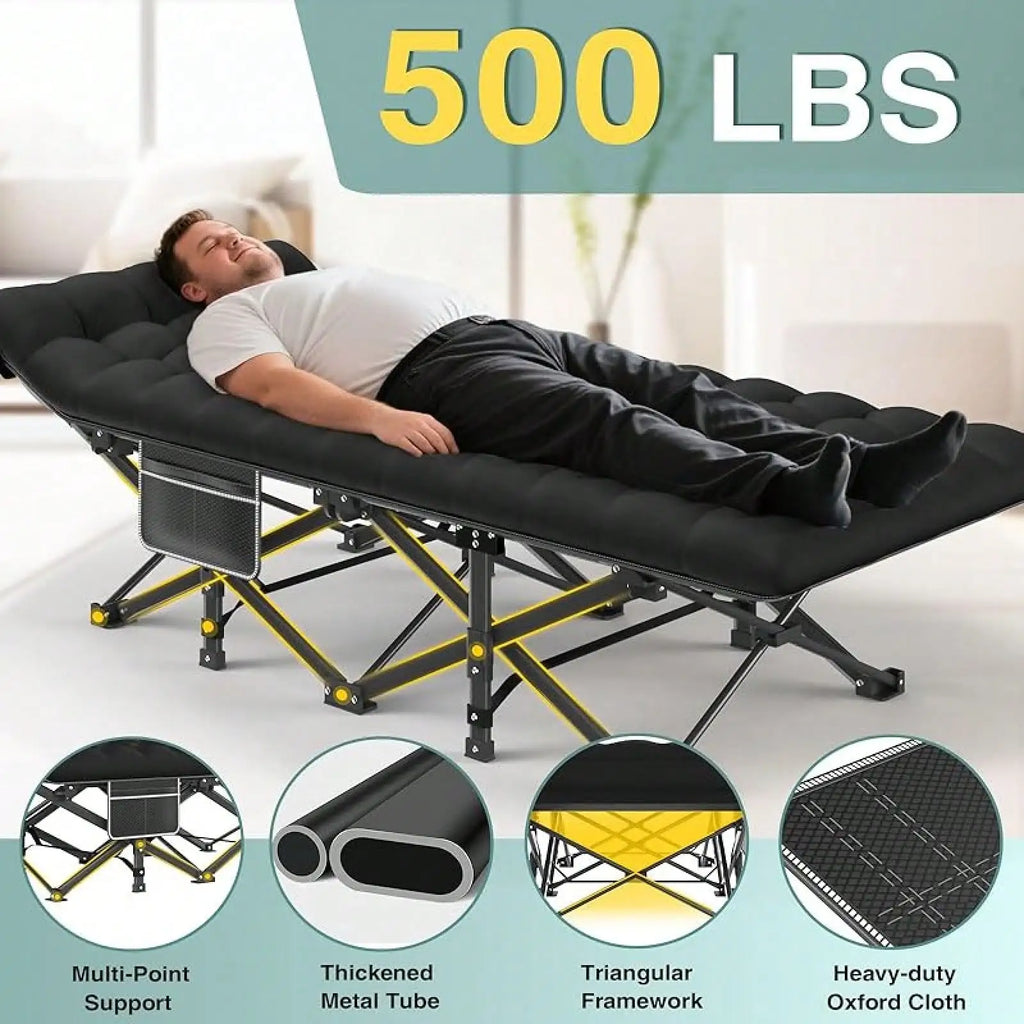 Folding Camping Cot For Adult, Portable Sleeping Cot With Mattress, For Camp With Carry Bag For Home, Office, Travel, Vacation.