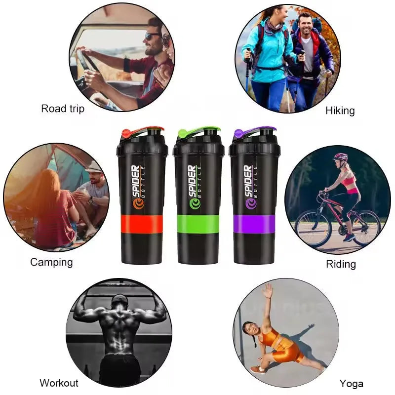 Shaker Cups Portable Protein Powder Shaker Water Bottles Outdoor Sports Milkshake Kettle Gym Fitness Mixing Shake Bottle