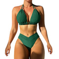 Bathing Suit Tank Bikinis Sets Swimwear 2023 Women Mid Waist Deep V Neck Wide Straps Bikini Summer Beach Wear Swimming купальник