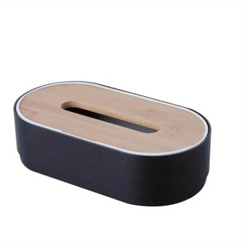 Tissue Box with Bamboo Cover – Napkin Holder & Home Storage Organizer for Toilet, Bathroom, Bedroom, and Office