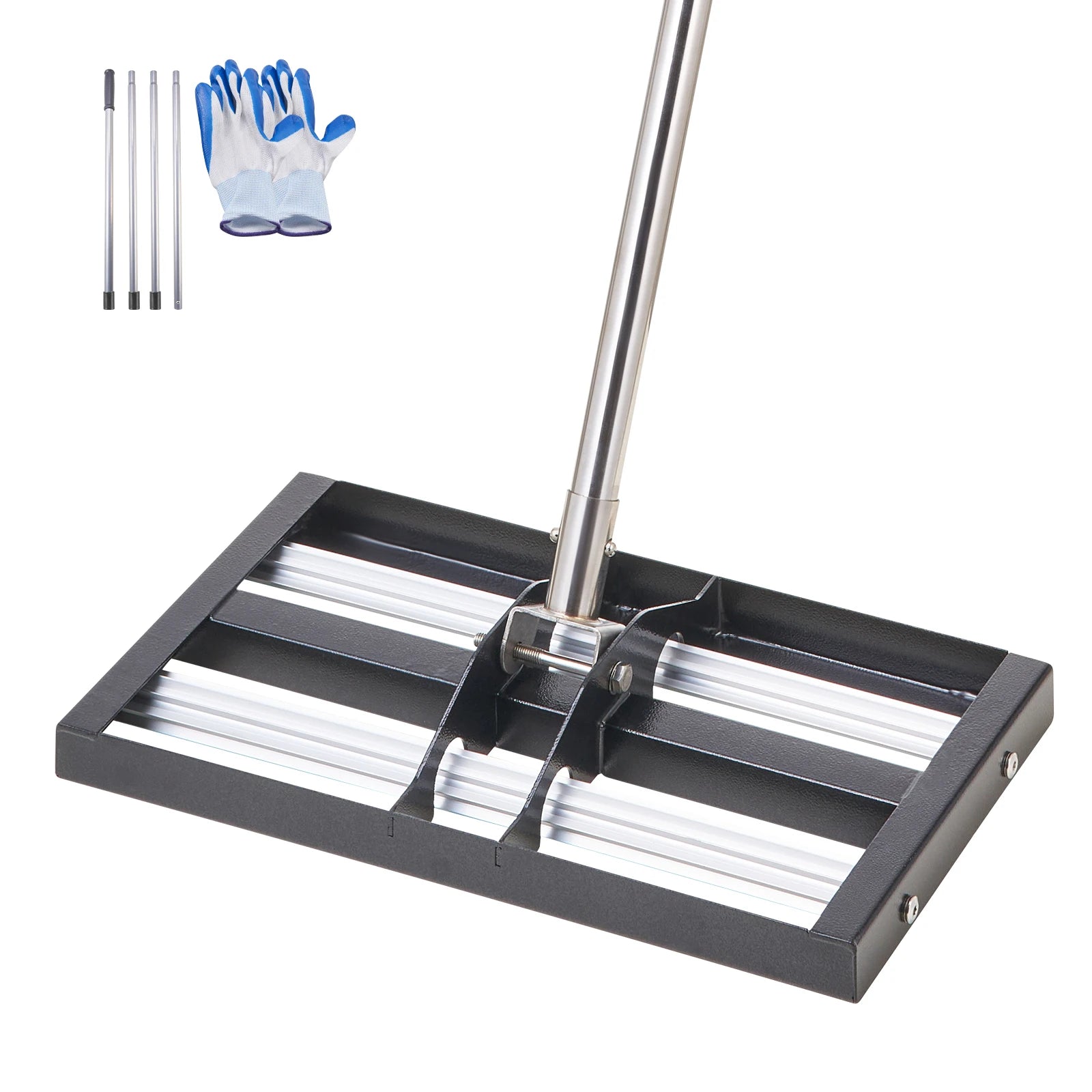VEVOR Lawn Leveling Rake with Roller Stainless Steel Lawn Leveler with Adjustable Handle Effort Saving Lawn Level Tool for Yard