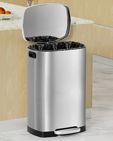 13 Gallon Trash Can with Lid, Trash Can with Removable Inner Bucket and Lid Soft Close, Pedal Rubbish Bin for Home Office