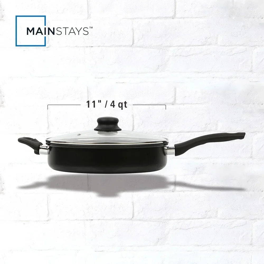 Non-Stick Jumbo Cooker with Glass Lid Cool Touch Handle Dishwasher Safe Cooking Pan Everyday Use Easy Clean Cooking Essential