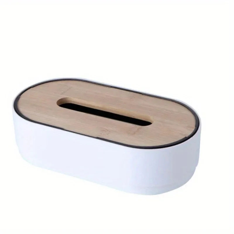 Tissue Box with Bamboo Cover – Napkin Holder & Home Storage Organizer for Toilet, Bathroom, Bedroom, and Office