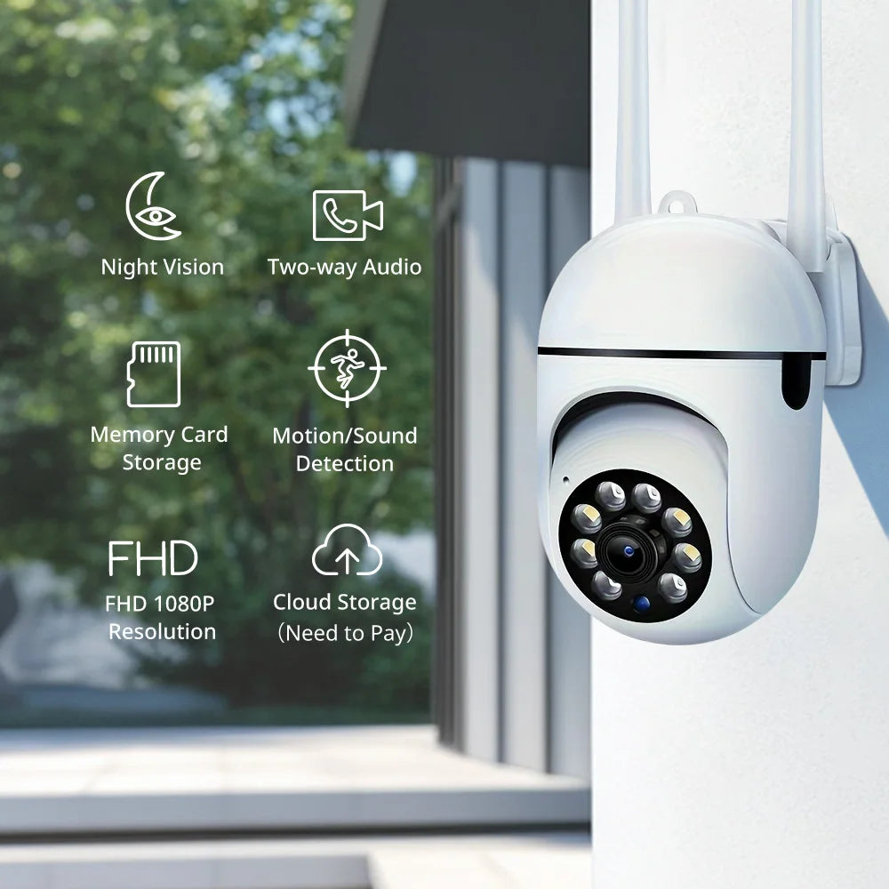 2PC Ease Life APP Wireless 1080P HD Indoor/Outdoor WiFi Security Camera, Color Night Vision, 2-Way Audio, 360° Pan/Tilt/Zoom, Mo
