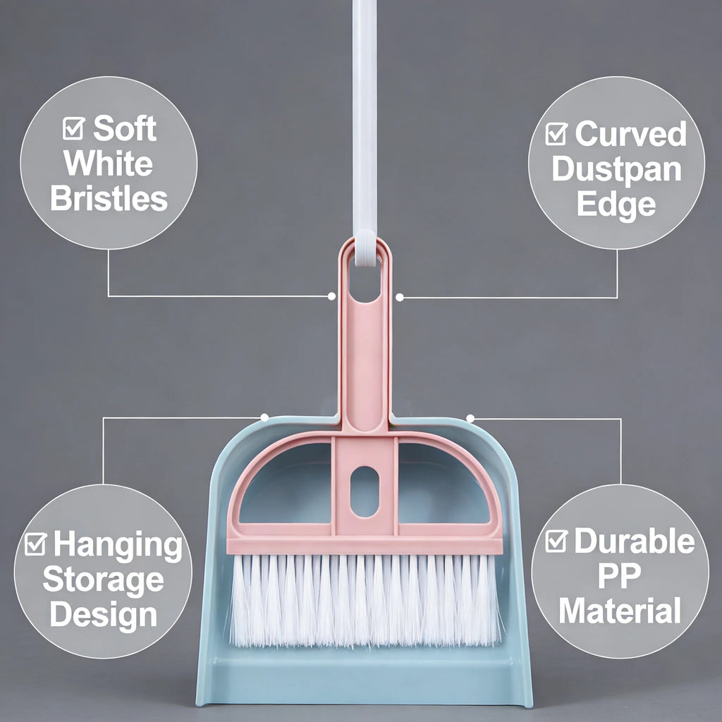 Mini Desk Broom And Dustpan Set Small Handheld Brush Dustpan For Desktop Keyboard Tabletop Cleaning