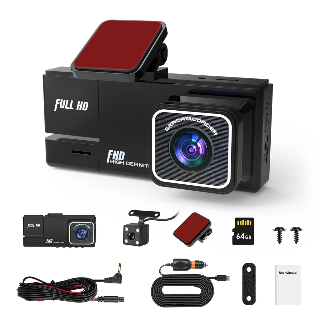 1Pc WiFi FHD 1080P Car Dash Cam 3 Channels Front Rear Inside Dash Camera With Loop Recording Reversing Image Night Vision