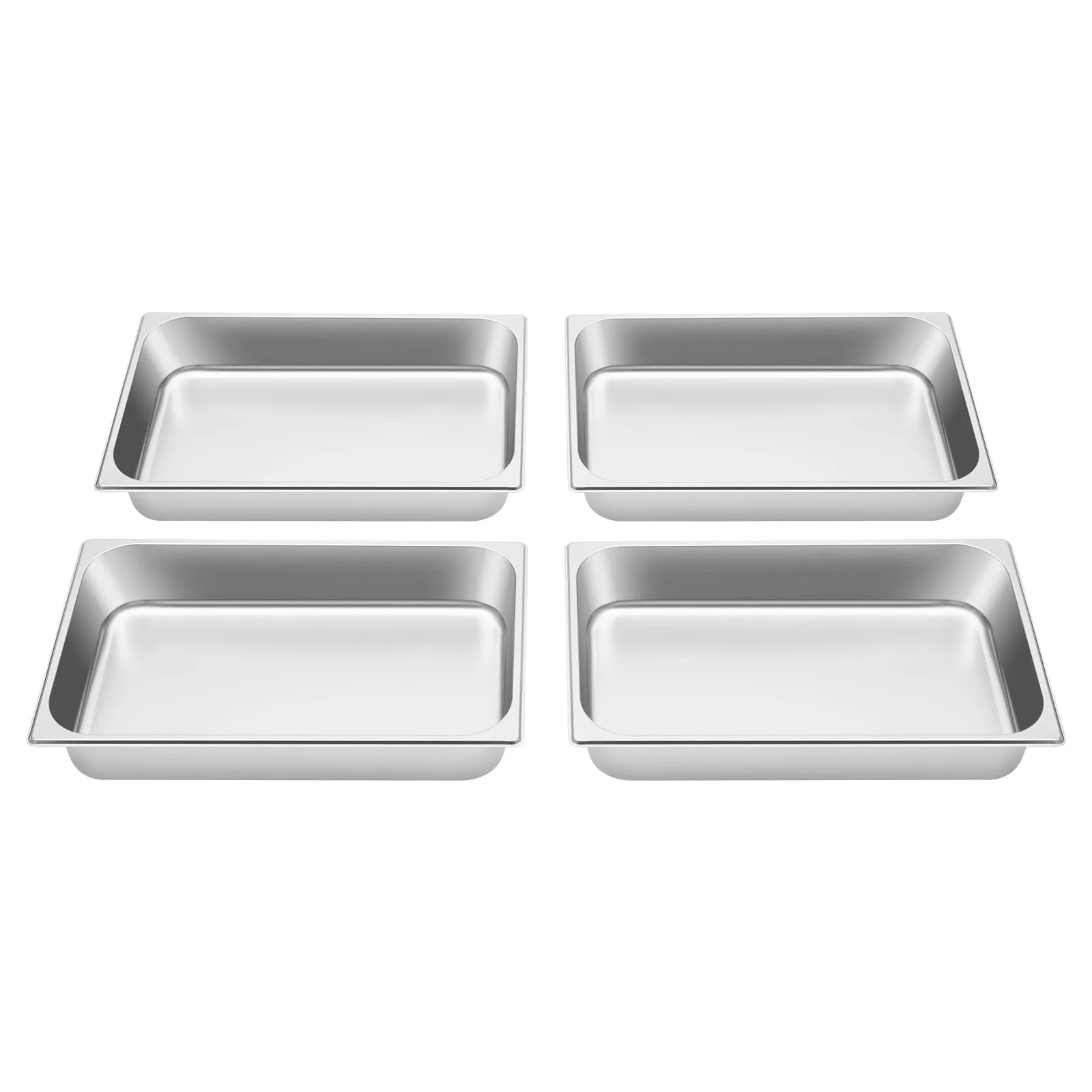4 Pcs Table Pans with Lids Buffet Chafing Dishes Stainless Steel Food Container for Commercial and Personal