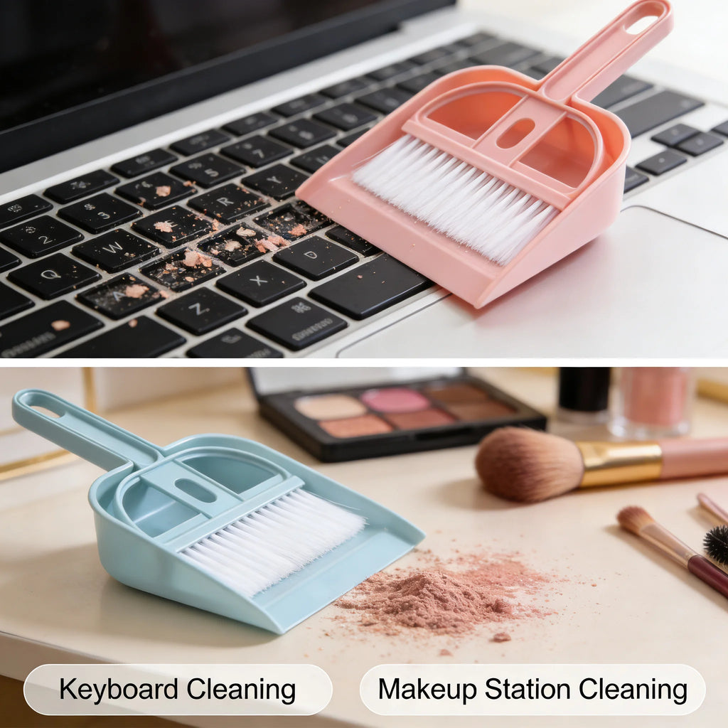 Mini Desk Broom And Dustpan Set Small Handheld Brush Dustpan For Desktop Keyboard Tabletop Cleaning