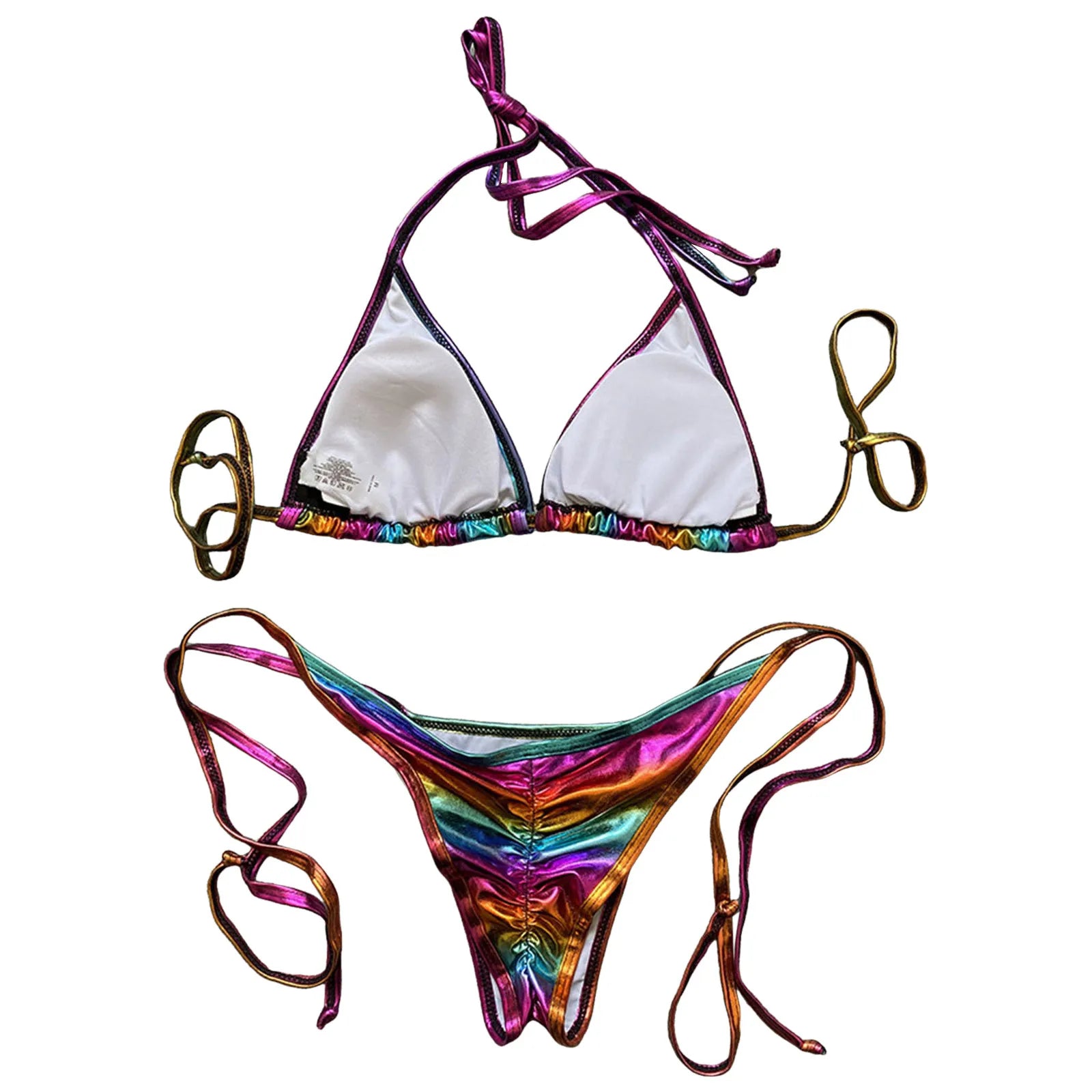 Bathing Suit For Women Tummy Control Women Bikini Sets Shiny String Padded Triangle 2 Pieces Swimsuit Bikini Women Swimwear 2025