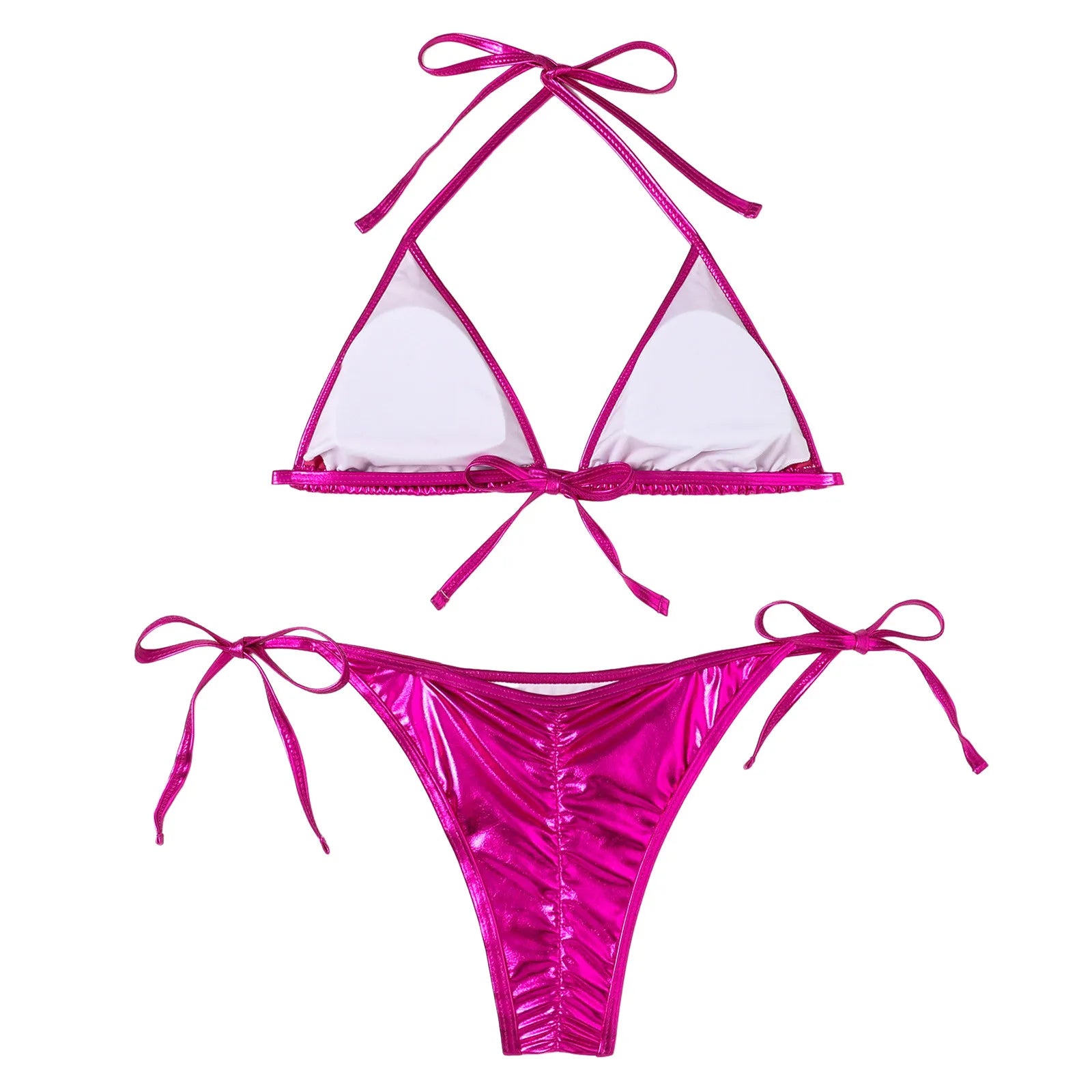Bathing Suit For Women Tummy Control Women Bikini Sets Shiny String Padded Triangle 2 Pieces Swimsuit Bikini Women Swimwear 2025