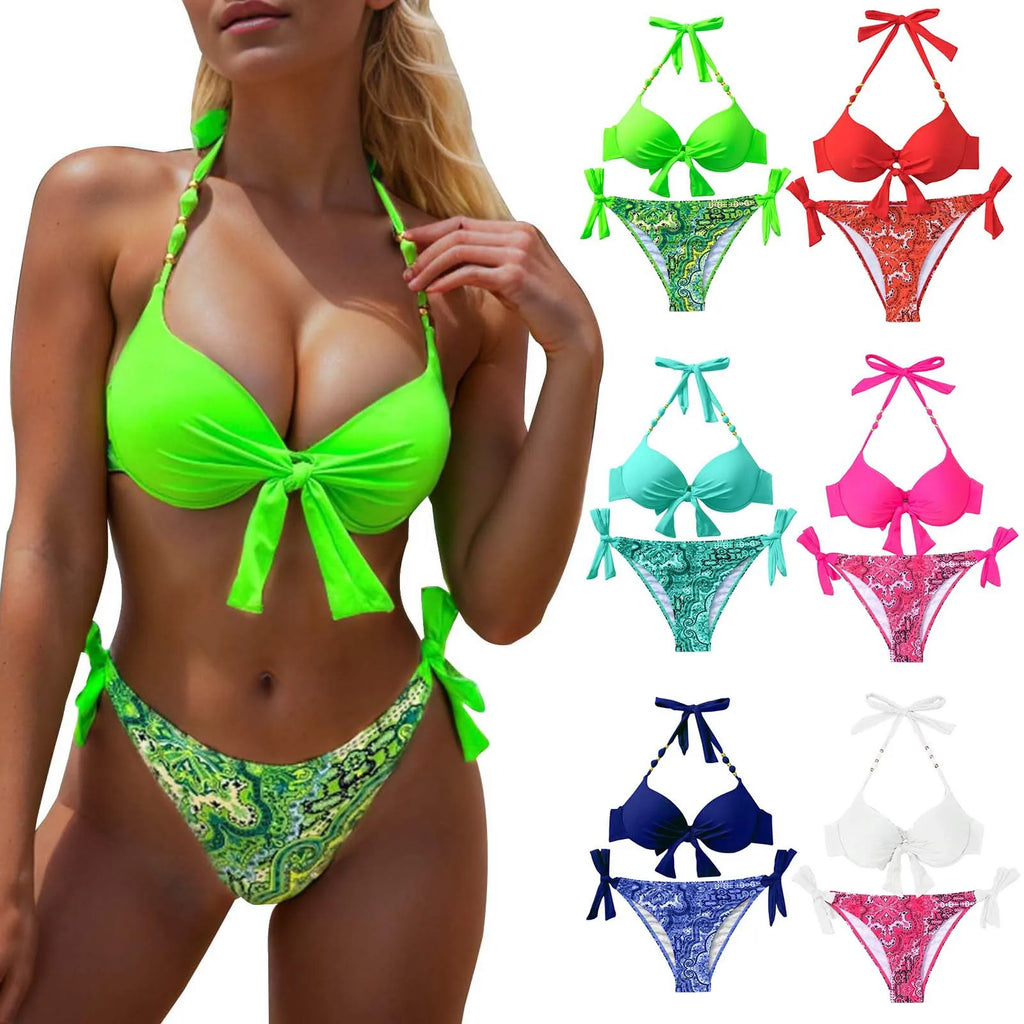 Swimwear For Women 2024 Trendy Women'S Sexy Fashion Bikini Strap Split Swimsuit Trajes De BañO 2024 Mujer