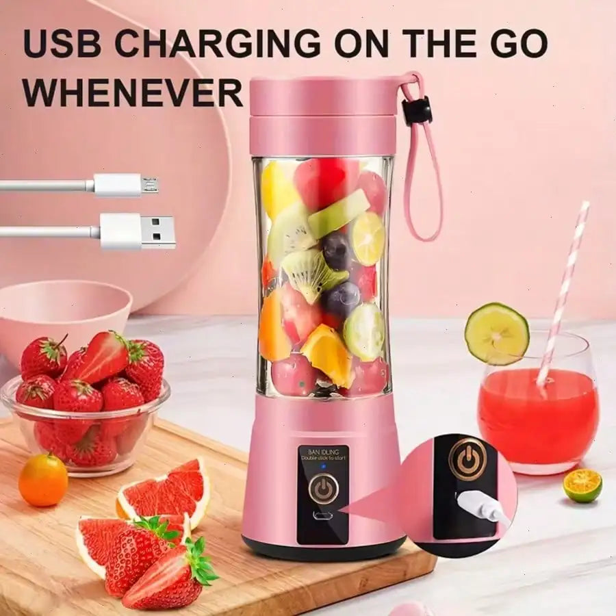 2 colors gorgeous Portable USB charging mini blender and juicer - 3 modes, digital display, 12 blades, 15 OZ, easy to clean, sui