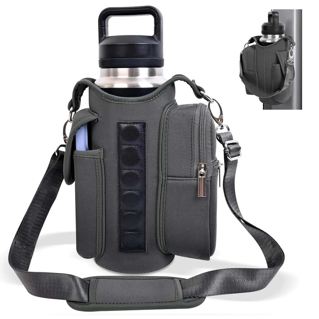 Neoprene Multifunctional Magnetic Water Bottle Holder - Adjustable Strap & Phone Pocket, Magnetic Gym Bag, Ideal for Men & Women