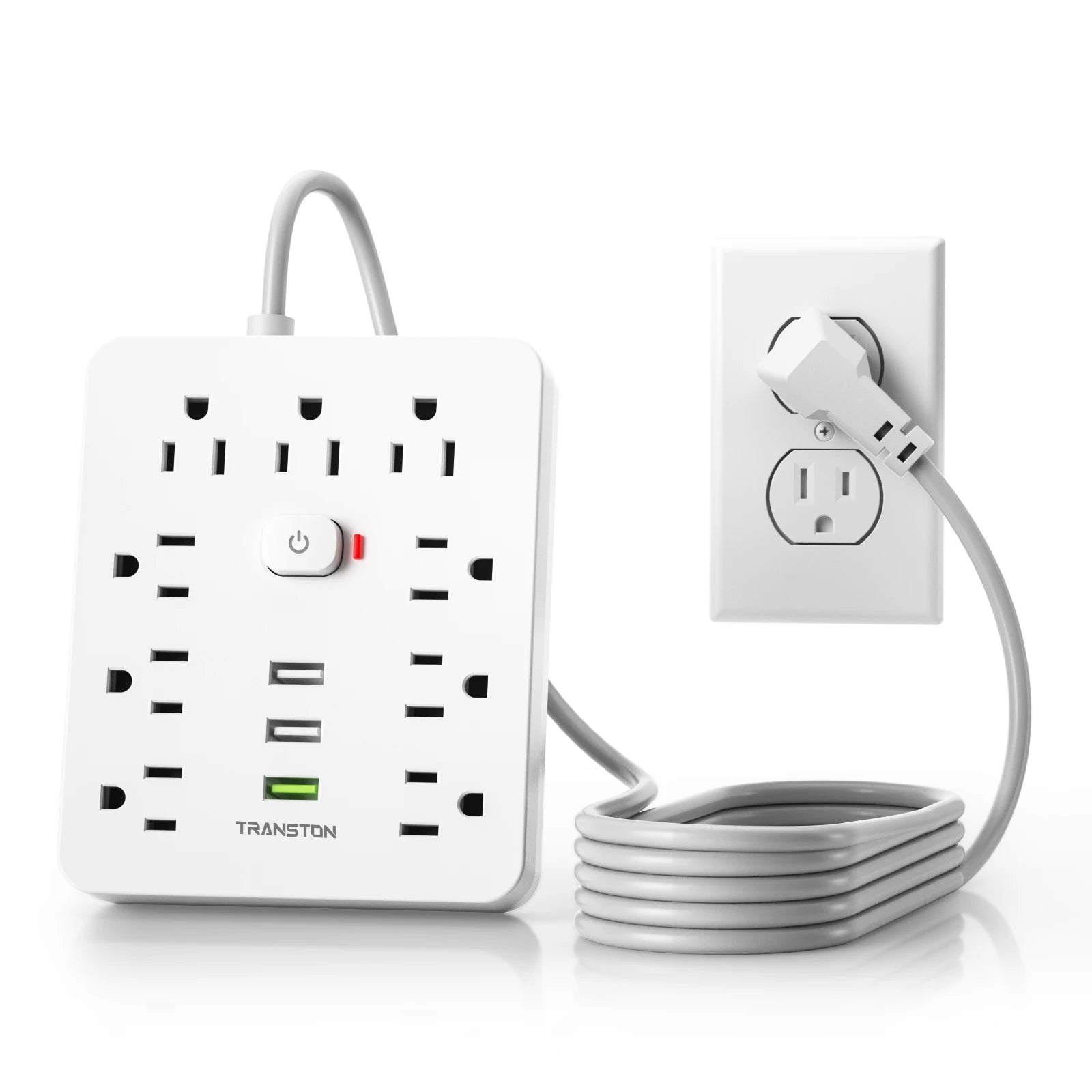 power strip Power Outlet with Surge Protector, 9 ac, 3 USB Ports, 5-Foot Extension Cord, Quick Charge, for Home and Office