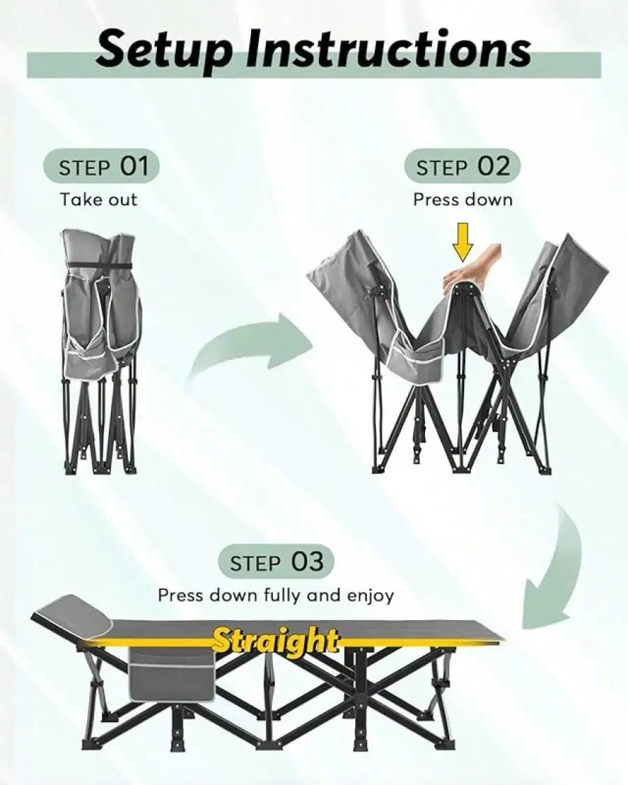 Folding Camping Cot For Adult, Portable Sleeping Cot With Mattress, For Camp With Carry Bag For Home, Office, Travel, Vacation.