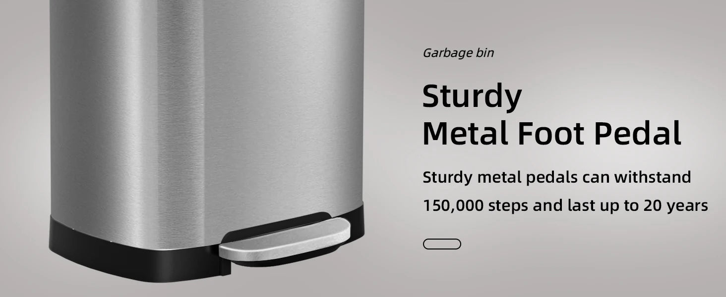 13 Gallon Trash Can with Lid, Trash Can with Removable Inner Bucket and Lid Soft Close, Pedal Rubbish Bin for Home Office