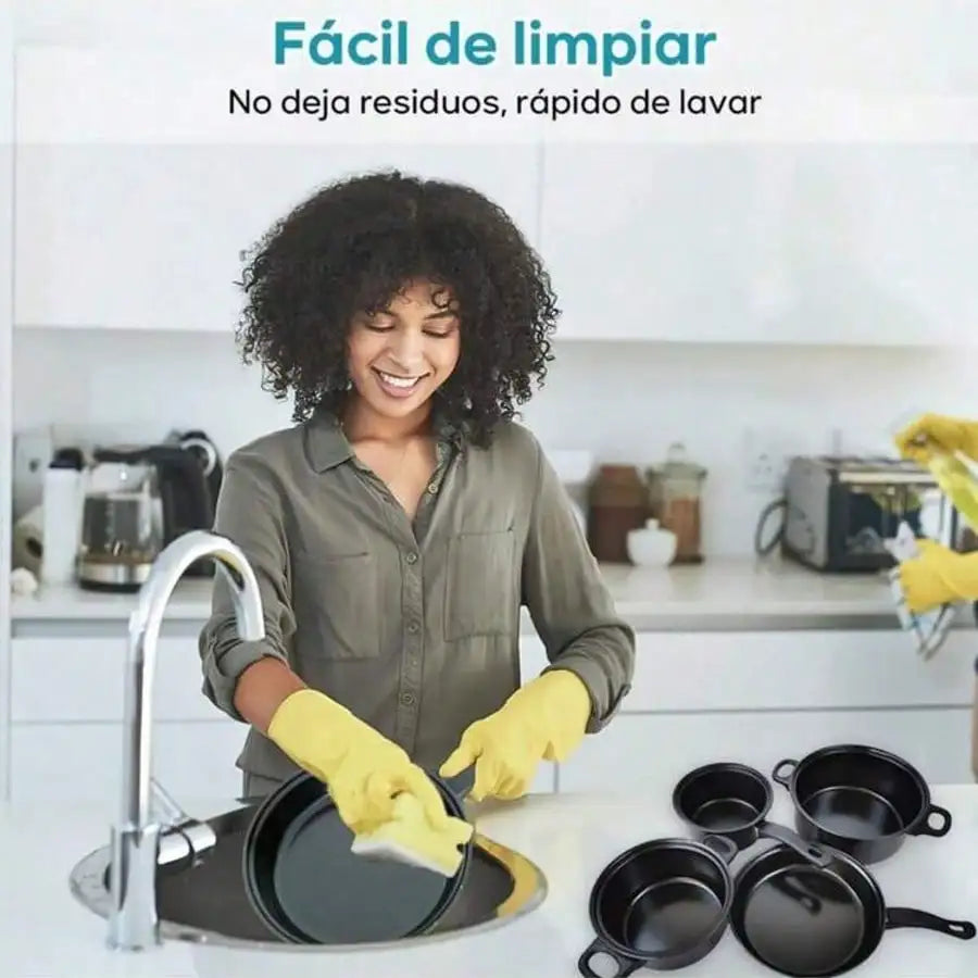 13 Piece Nonstick Kitchenware Set Induction Pots and Spoons Kit, Black Frying Pan & Milk Pot Perfect for Family Dinner & Camping