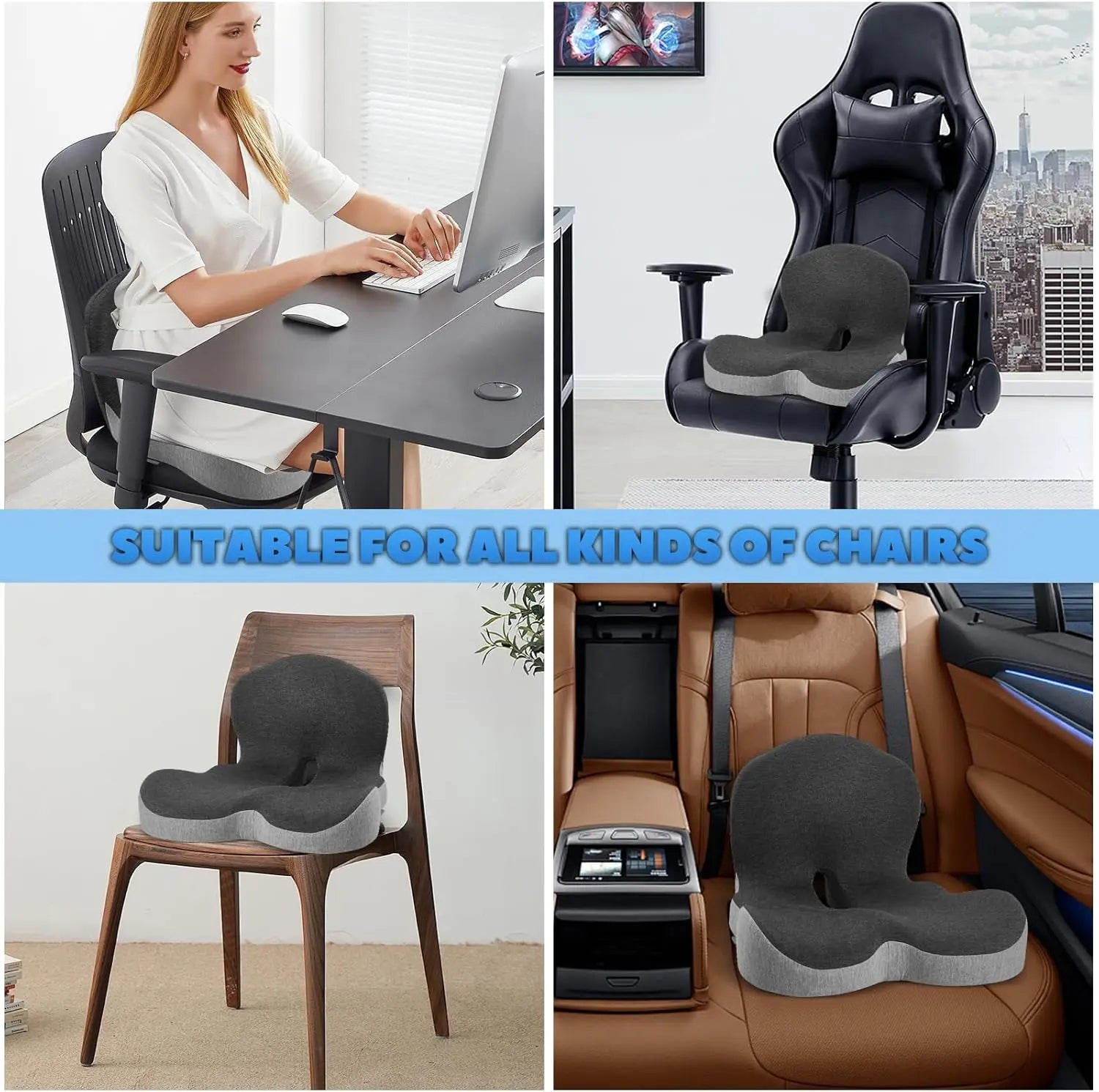 Memory Foam Cushion One-piece Seat Backrest Pillow Buttocks Cushions Office Chair Relief Cushion With Breathable Backrest