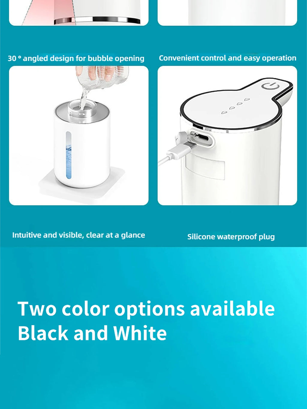 Automatic Soap Dispenser1200mAH IPX5 Waterprrof Smart Dispenser Touchless TypC USB Rechargeable Electric Hand Soap Dispenser