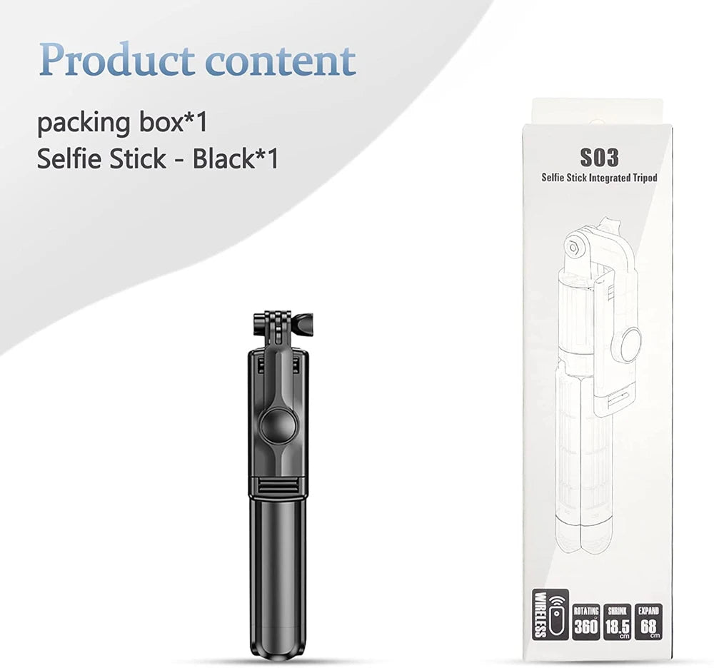 3In1 Bluetooth Wireless Selfie Tripod with Fill Light Shutter Remote Control Portable Foldable Monopod for IPhone Smart Phone