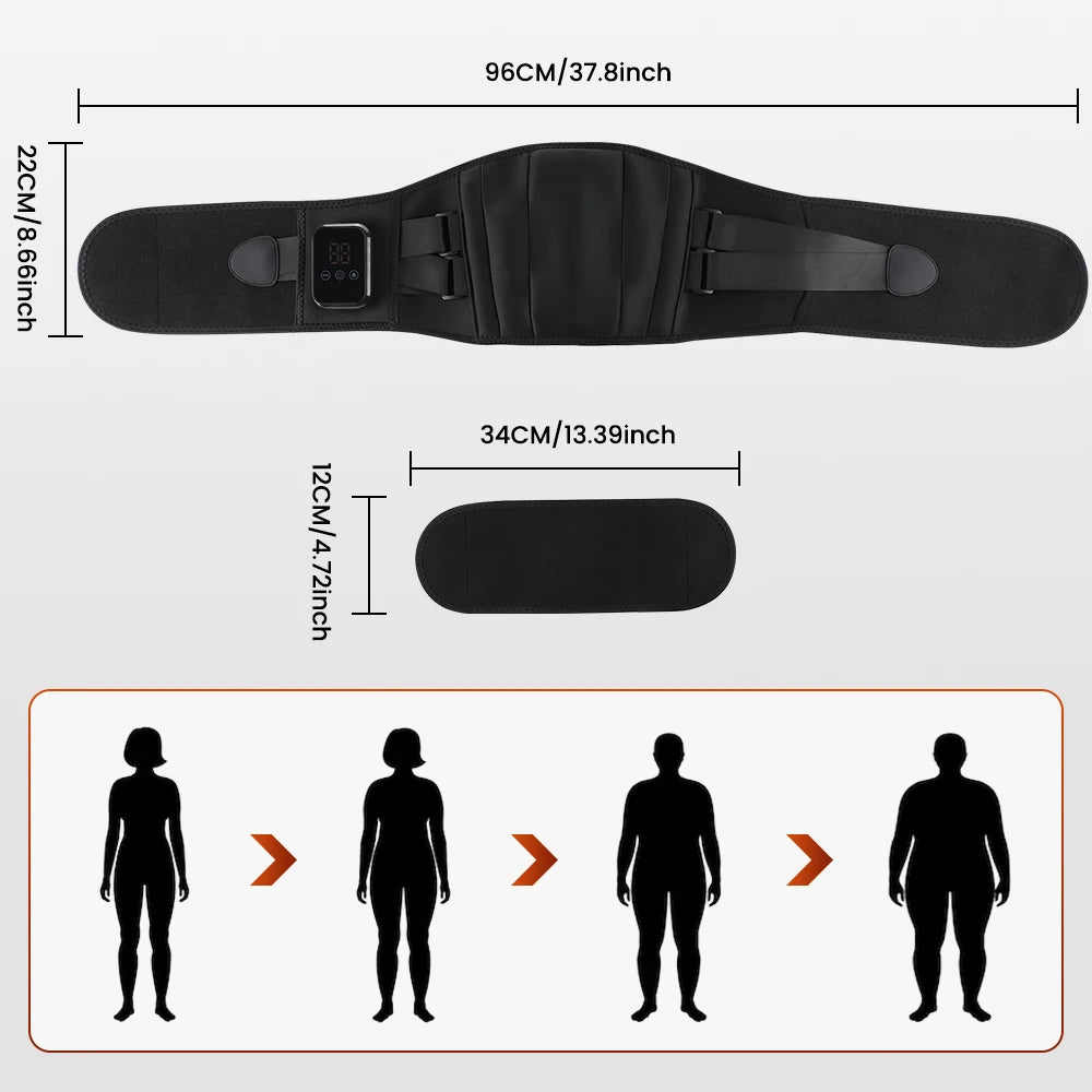 Infrared Heating Waist Massager Electric Belt Vibration USB Charge Red Light Hot Compress Lumbar Back Support Brace Relaxation