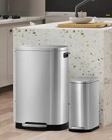 13 Gallon Trash Can with Lid, Trash Can with Removable Inner Bucket and Lid Soft Close, Pedal Rubbish Bin for Home Office