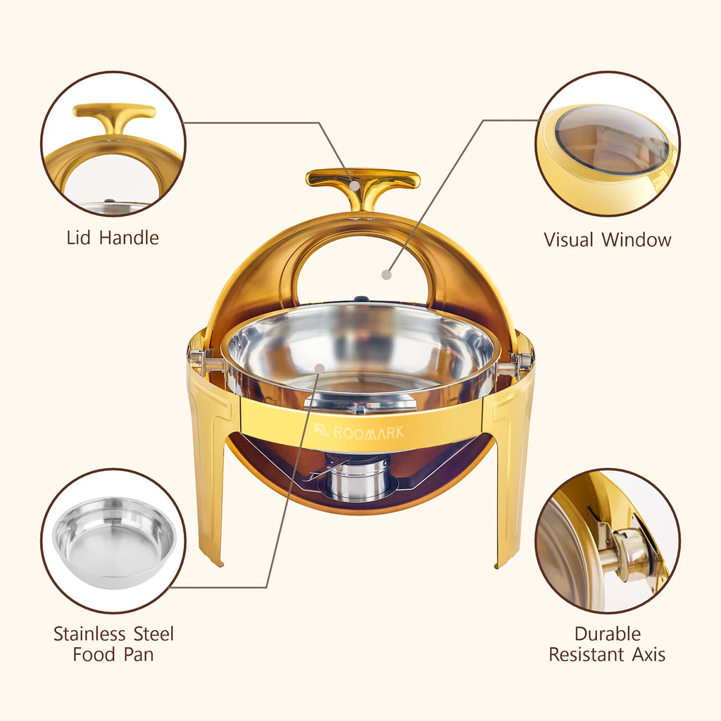 ROOMARK 9QT Chafing Dish Buffet Set , High Grade Stainless Steel Catering Warmer Complete set with Thick Frame for Party Wedding