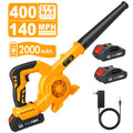 21V Brushless Leaf Blower Kit 150CFM Cordless Handheld Turbo Blower with Two 2.0Ah Batteries for Leaves Lawn Care Patio Dust