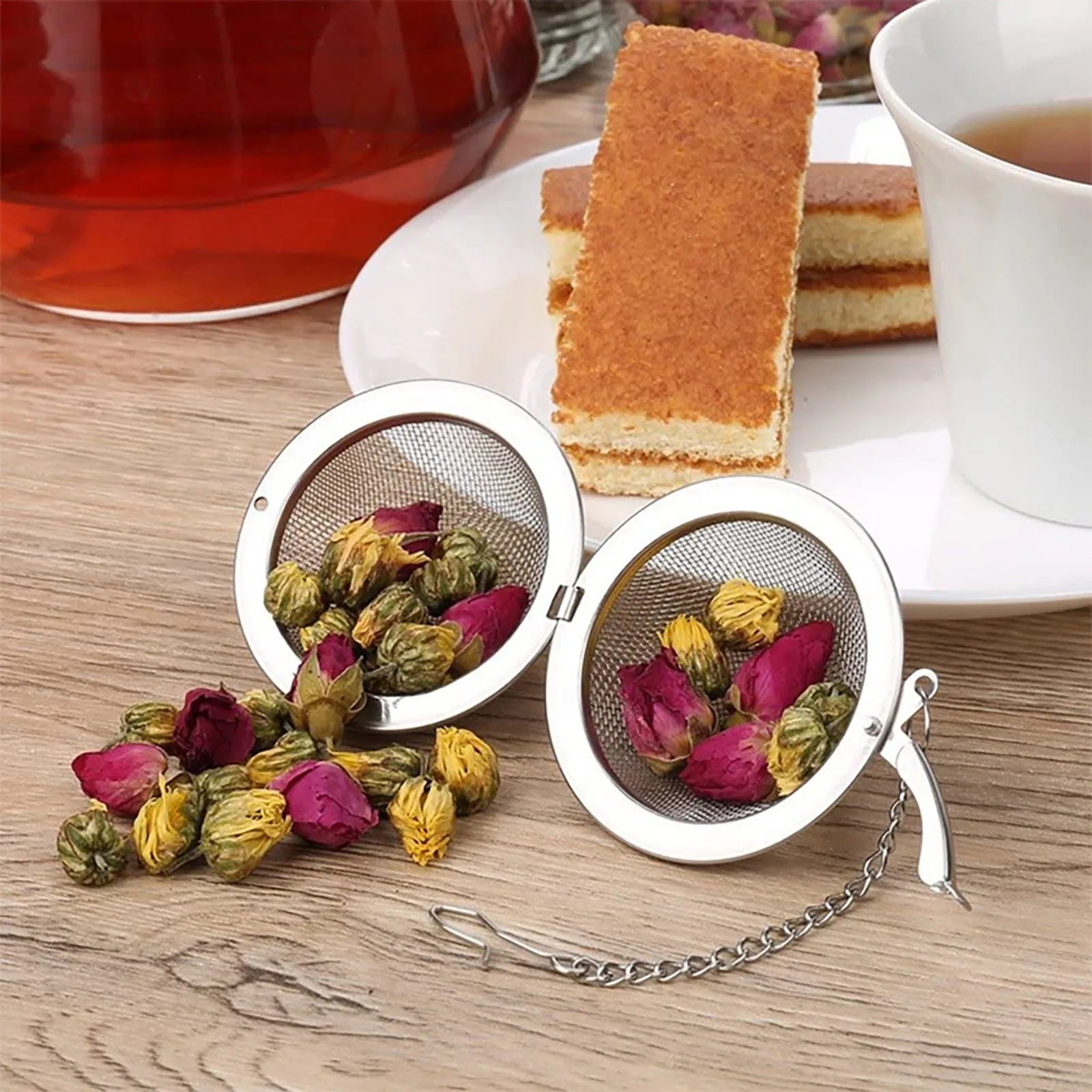 10-2pcs Stainless Steel Tea Ball Loose Leaf Tea Strainer Infusers Extra Fine Mesh Tea Interval Diffuser with Chain