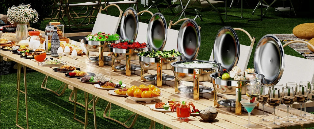 ROOMARK 9QT Chafing Dish Buffet Set , High Grade Stainless Steel Catering Warmer Complete set with Thick Frame for Party Wedding