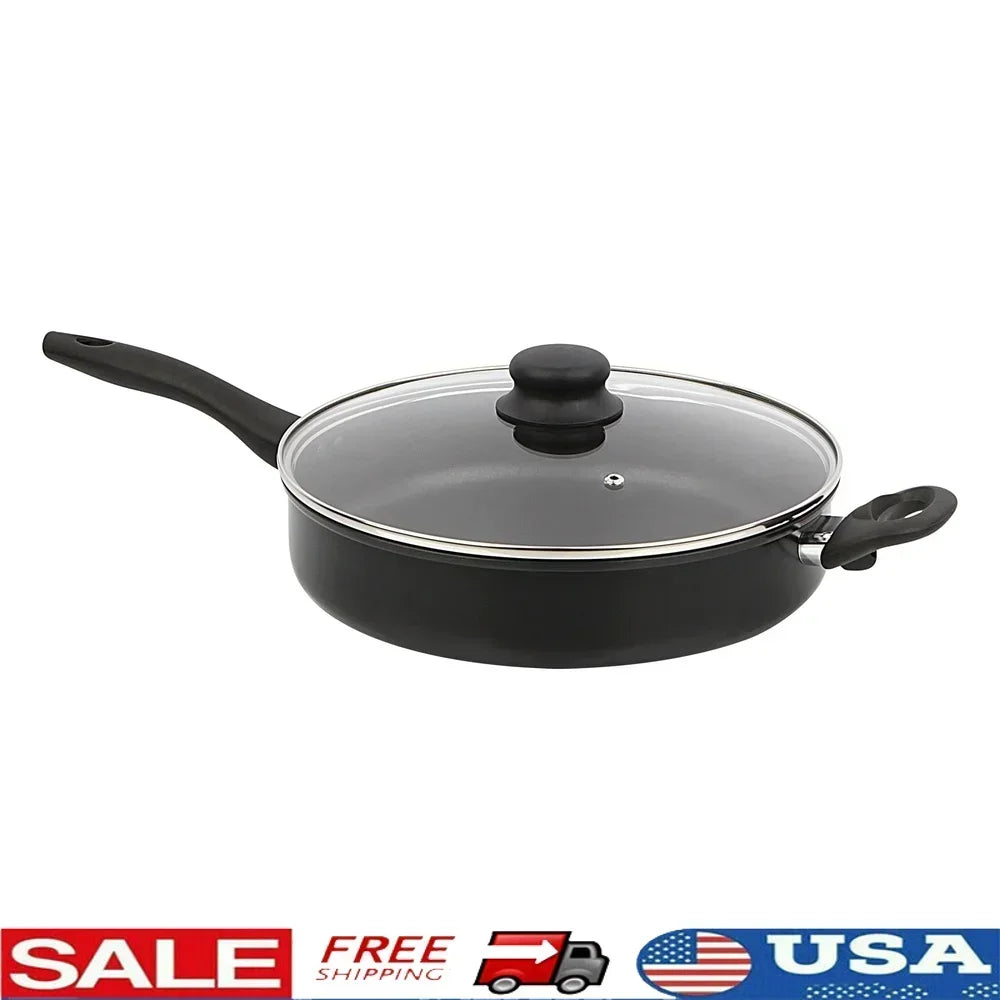 Non-Stick Jumbo Cooker with Glass Lid Cool Touch Handle Dishwasher Safe Cooking Pan Everyday Use Easy Clean Cooking Essential