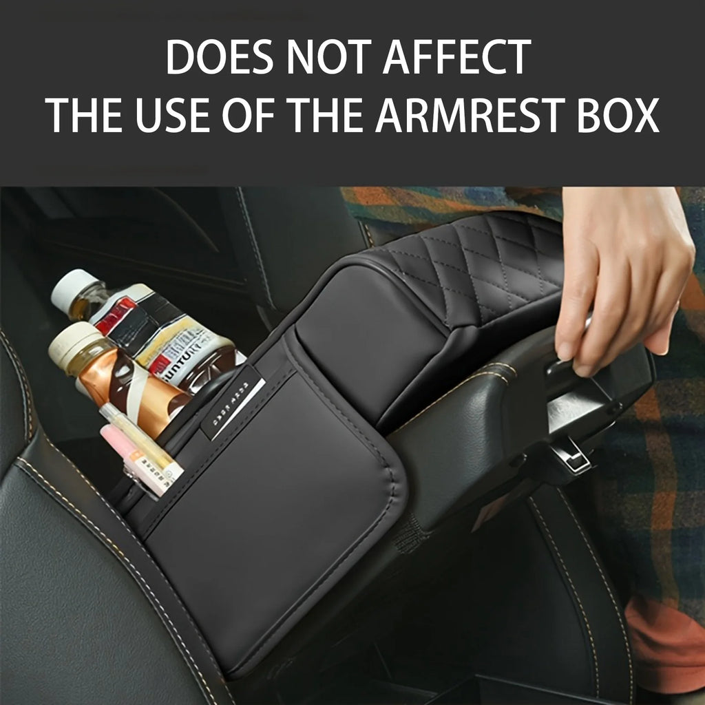Car Armrest Cushion Extender with Cup Holder and Tissue Box Multifunctional Storage for Most Vehicles Black Grey Brown Red